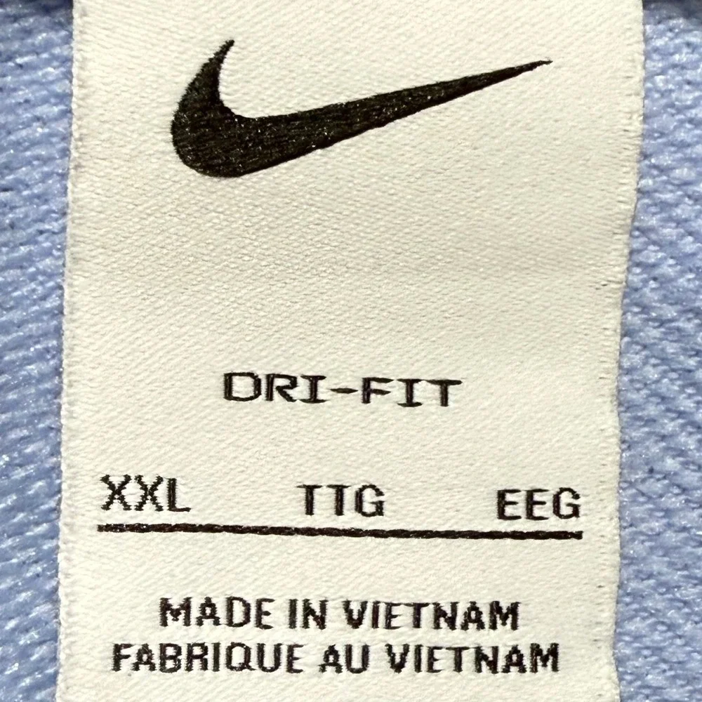 Nike Dri Fit Hoodie Mens 2XL Blue Contrast Zip Pockets Athletic Sweatshirt